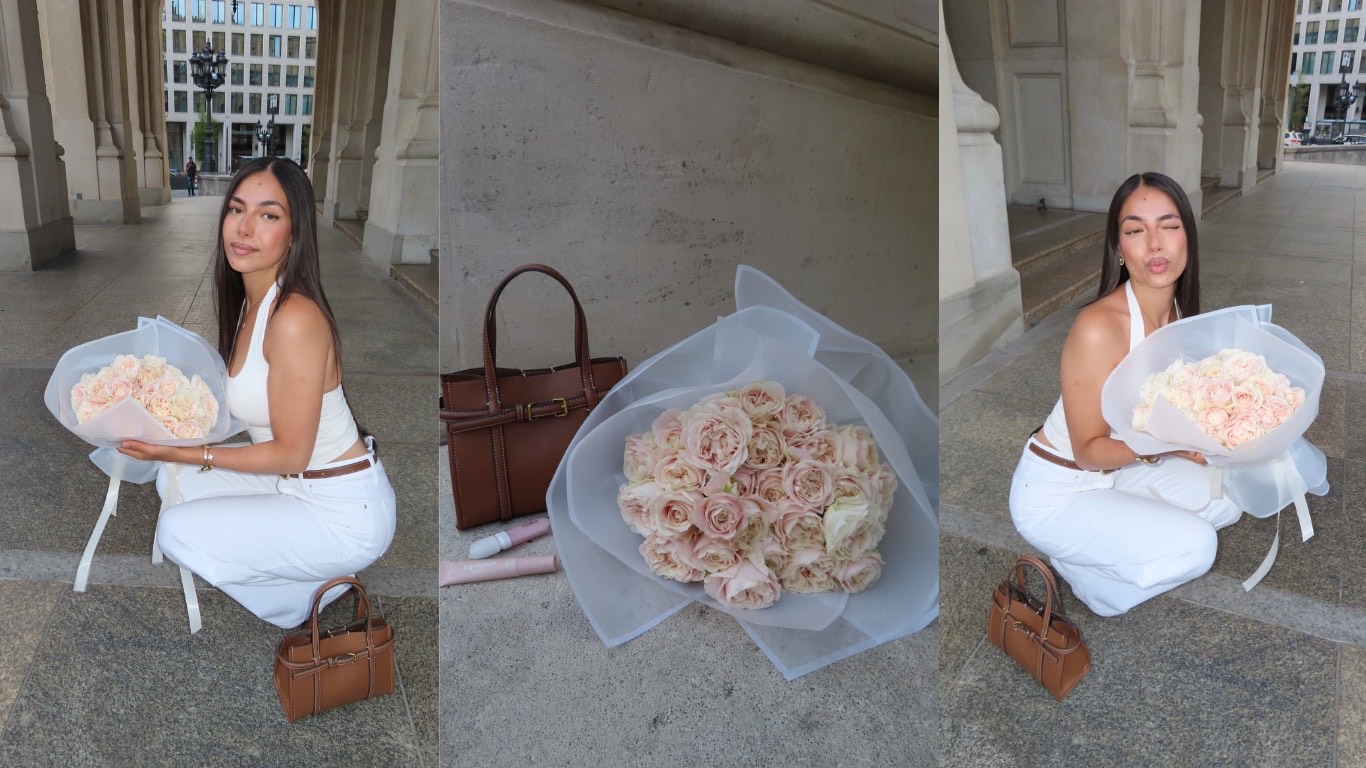 JO'MAIN, getragen — Bouquets in zarten Rosétönen, Momente in der Stadt